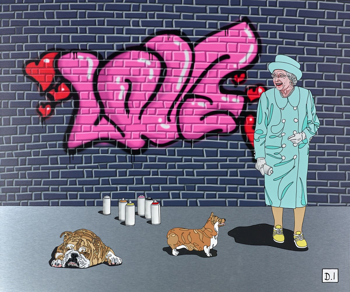 Love Graffiti On Dark Wall